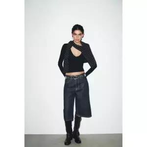 zara 자라 롱 슬리브 리브 탑 - 블랙3253/838/800119432