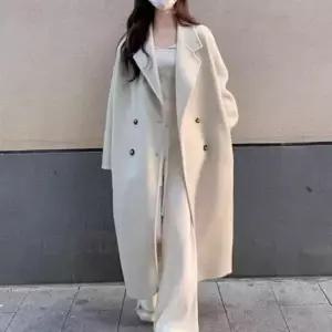 여자겨울코트 모던 베이직 스타일 여성 모직 투웨이 단추 롱코트
