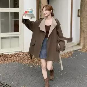 엘럽 모직 여친 가을 코트 연카라 트렌치 슬림핏 보온 원템3