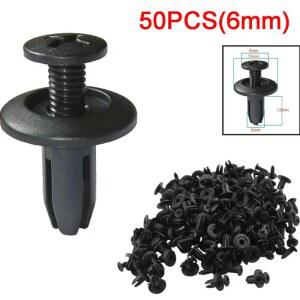 리벳못 50개 6MM 리벳 블랙 머드가드 클립 차량용 푸시 핀 모델용 범퍼