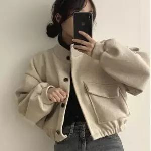 모직자켓간절기자켓 여자 직장인 출근 룩 데일리 크롭 숏 자켓 코트 코디
