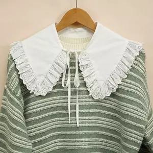 페이크 넥카라 프릴 리본 레이스 가짜카라 화이트 넥케이프 블라우스-WFOENPN