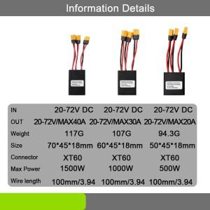 전기 자전거 이중 배터리 연결 어댑터 스위처 모듈 20A/30A/40A Ebike 20V-72V 리튬 용량 병렬