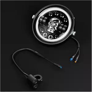AOMXUZE 7인치 스컬 헤드 LED 헤드라이트 밝고 선명한 조명 슈퍼73 S1/S2/Z 마이애미/ZX/R/RX 모터사이클