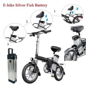 새로운 베스트 셀러 18650 36V 48V 52V 60AH 실버 물고기 전기 자전거 리튬 배터리 팩 Akku 500W 충전식 +