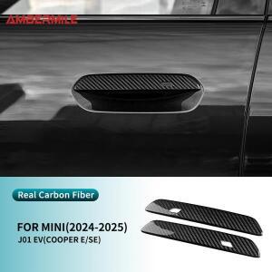 미니 쿠퍼 E SE 전기 J01 EV 2024 2025 자동차 문짝 핸들 커버 스티커, 실제 건조 탄소 섬유, 외부 액세서