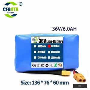 패키지 36V 6000mAh 셀프 밸런싱 호버보드 외발자전거 리튬 이온 충전식 배터리 팩 (전동 스쿠터용)