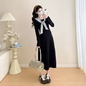 마르소 니트 원피스 가을 페이크 투피스 여성니트스커트 트렌드마이 긴팔 케이프 임부 UNO3