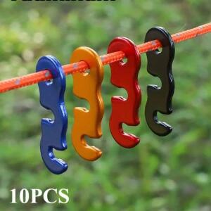 10pcs 알루미늄 S형 조절식 캠핑 텐트 코드 로프 버클 텐셔너 고정 키트 야외 액세서리
