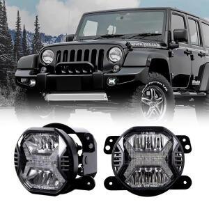 엠마크 인증 4인치 원형 LED 안개등 DRL 포함 24W 5700K LED 주행 안개등 지프 랭글러 JK TJ LJ 그랜드 체