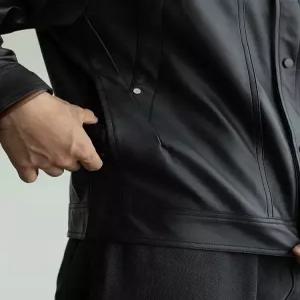 남성 가을 심플데일리룩 항공 점퍼 빈티지하고 힘있는 PU가죽 숄 칼라 코트 숏 파일럿 가죽 재킷 OOTD3