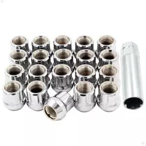 휠 액세서리 부품 20개 M12x1.5 12x1.5 스레드 OE 도토리 21mm 0.84 롱 스플라인 러그 너트 크롬 6 자동차