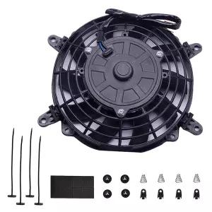 12V 80W 모터 유니버설 고성능 슬림 팬 푸시 풀 블랙 커브드 블레이드가 장착된 7 전기 라디에이터 냉각