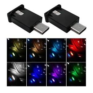 뮤키다 2PCS 가능한 LED 라이트 타입 앰비언트 밝기 조절 색상 RGB 8가지 USB