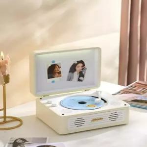 레트로 CD플레이어 무선 스피커 턴테이블 감성 화이트