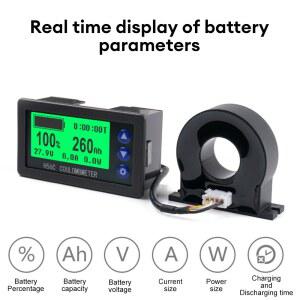 검침기 H56CH LCD 디지털 홀 쿨롱 미터 전력 표시기 전류 400A 전압 100A 전압계 암미터 배터리 50A 300A DC9100V