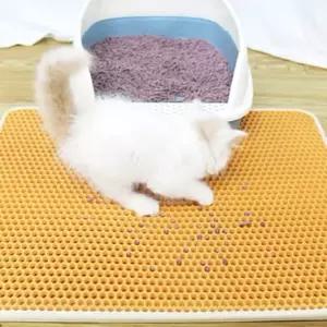 벌집 고양이 모래 방지 이중 매트 화장실 털이 발판 패드 청소 간편한