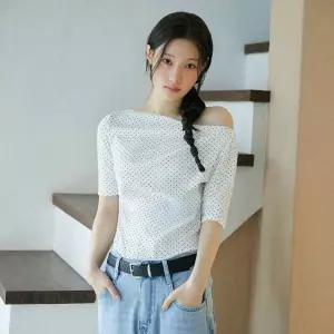 백화점 온앤온 보트넥 셔링 반팔 티셔츠 6ME207