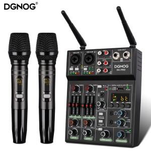 4채널 오디오 믹서, 무선 마이크 USB 사운드 테이블 블루투스 콘솔 DJ 파티 카라오케 머신 사운드바민화면