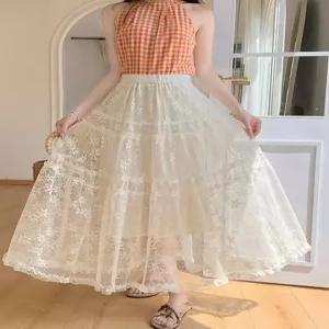 [하젤]딩동 밴딩 플라워 레이스 롱스커트_M4809