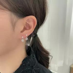 |CCA87EB|여성용 반짝임 드롭 눈꽃 큐빅 바벨 라블렛 귀걸이 변경 이어 피어싱