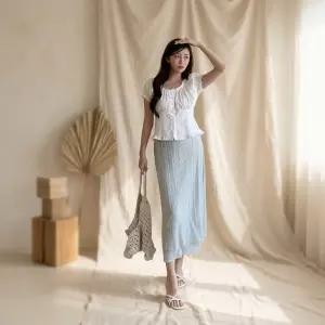 [옷자락] 여성 데일리 시스루 레이어드 맥시스커트