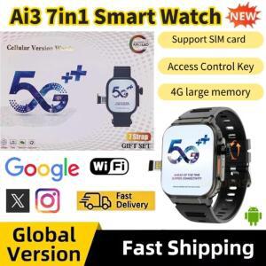 신형 5G 스마트워치 울트라 Ai3 안드로이드 180 °   회전 카메라 4G 심 카드 통화 구글 플레이 GPS WIFI