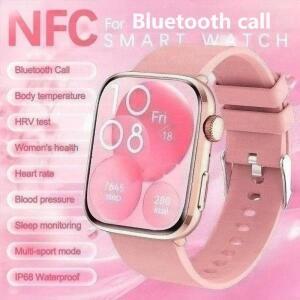2025년 신형 NFC 스마트워치 여성용 1.85인치 혈압 심박수 블루투스 통화 여성 건강 스마트워치 안드로이드