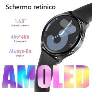 Blackview X20 스마트워치 시계 1.43'' HD 스크린 블루투스 통화 시계 AMOLED 디스플레이 ISO 안드로이드용