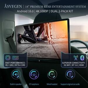 14인치 안드로이드 16.0 차량 헤드레스트 모니터 4G+64G 범용 뒷좌석 비디오 플레이어 4K HD IPS WiFi HDMI