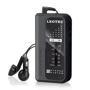[미국배송] LEOTEC 소형 포켓 라디오 배터리로 작동하는 AM FM 실내 실외 및 비상시 사용에 적합한 DBS 기능 이어폰 포함 휴대용 트랜지스터 라디오