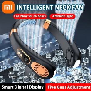 XIAOMI 2025 목 팬 USB 충전식 냉각 5 속도 조절 가능한 쿨러 디지털 디스플레이 Bladeless 넥 밴드