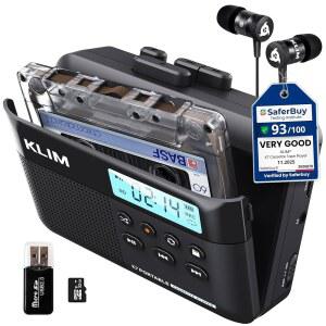 eAj KLIM K7 카세트 테이프 플레이어 + 카세트에서 MP3로 변환기 + 휴대용 카세트 플레이어 + 내장 마이크 및 스피커 + 충전식 배터리 + 이어폰 + 32GB SD 카드