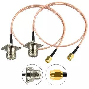 2PCS SMA 남성에서 UHF 여성 4홀 패널 섀시 마운트 커넥터 SO239 PL259 동축 점퍼 케이블 RF 안테나