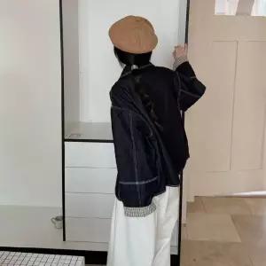 여성용 청 빈티지 캐주얼 자켓 체크 코트 터틀넥 싱글 ST1
