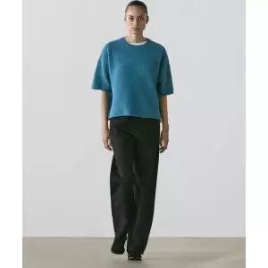 MASSIMO DUTTI 알파카 울 블렌드 니트 쇼트 슬리브 스웨터 250390