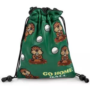 Funny Golf Valuables 드로스트링 달린 파우치 백 - 합성 가죽 골프 티 파우치 남성용 골퍼 선물 (그린)
