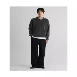 에잇세컨즈 커브드 와이드핏 코튼 슬랙스 블랙 456221MCI5