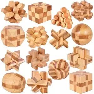 작은 루 밴 잠금 IQ 두뇌 티저 를위한 교육 장난감 나무 콩 명나라 해제 성인 몬테소리 3D 퍼즐 게임