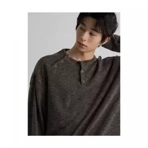 에잇세컨즈 8SECONDS 와플 버튼 헨리넥 티셔츠 브라운 456241SC1D 135180