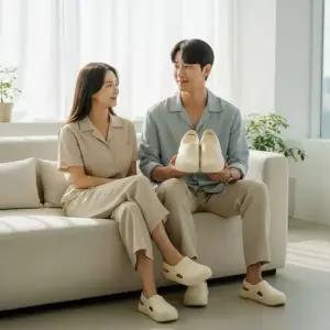 [하프클럽/]푹신한 여름 쿠션 슬리퍼 남녀 커플 샌들 실내외 겸용 신발