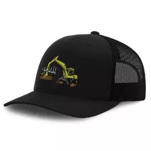 Speedy Pros 벌목 굴삭기 자수 디자인 로우 크라운 메시 골프 스냅백 모자 블랙, 블랙., 단일 사이즈