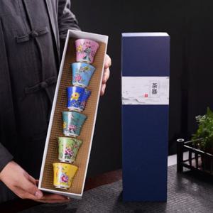 혜명생필품몰 전통 다기 찻잔 6P 1세트 50ml 꽃무늬다기 선물 다기잔셋트 찻사발 다기세트