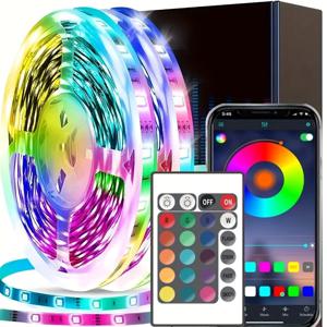 LED 조명 RGB 스트립 스마트 음악 동기화 색상 변경 스트립 조명, 원격 앱 제어, TV 백라이트 룸 홈 파티용 LED 조명