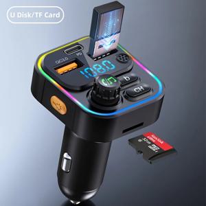 FM 송신기 블루투스 5.3 핸즈프리 차량용 AUX 라디오 변조기 MP3 플레이어 PD20W QC3.0 고속 충전 어댑터 차량용 액세서리