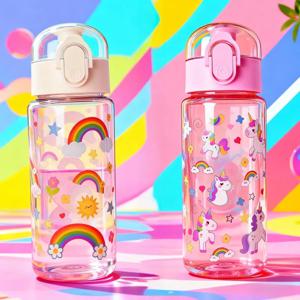 만화 패턴이 있는 3D 프린트 투명 물컵 –550ML 생생한 색상, 퇴색 방지, 귀엽고 스타일리시하며 내구성이 뛰어남