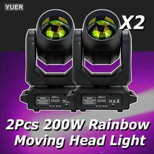 LED 무빙 헤드 라이트 빔, 스팟, 18 회전 프리즘, 레인보우 효과, Dj Dmx 무대 조명 효과, 디스코 Dj 바, 200W, 로트당 2 개