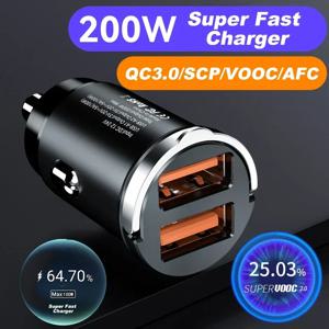 200W QC3.0 PD 미니 풀링 자동차 충전기 12-24V 라이터 전원 고속 충전 USB 타입 C 충전기 (샤오미, 삼성, 화웨이, 아이폰용)