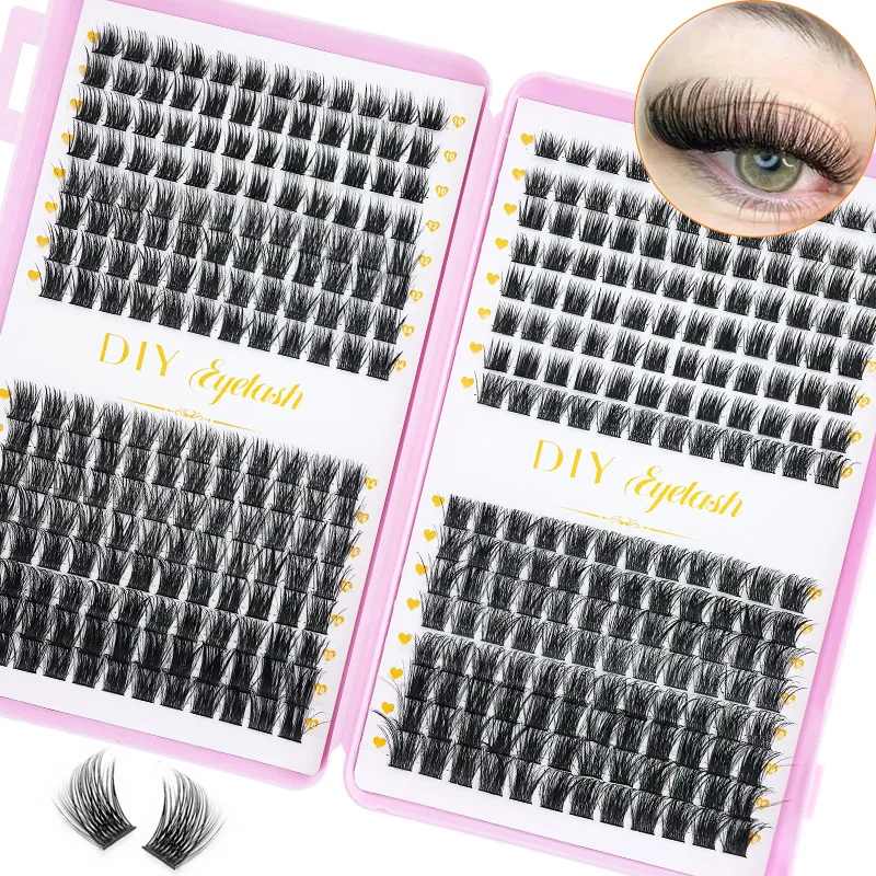 384PCS 속눈썹 연장 북(디컬 기술 적용) – 매우 두꺼움, 다양한 길이 제공, 집에서 쉽게 적용할 수 있는 메이크업