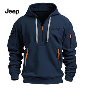 JEEP 새로운 멀티 포켓 지퍼 플리스 후디 캐주얼 풀오버 패션 스웨트셔츠